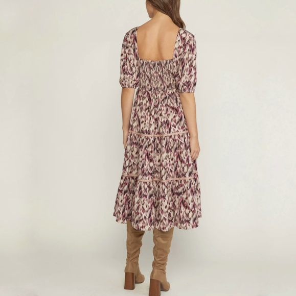ENTRÓ • ANTHROPOLOGIE Abstract Print Midi Dress ~ NWT - Picture 3 of 13